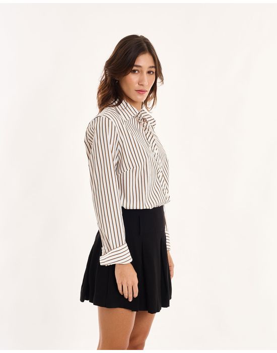 Camisa listra geek preto e bege