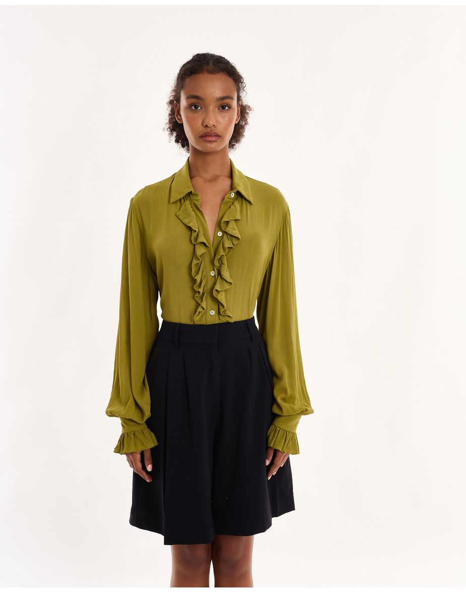 Camisa babados geek verde