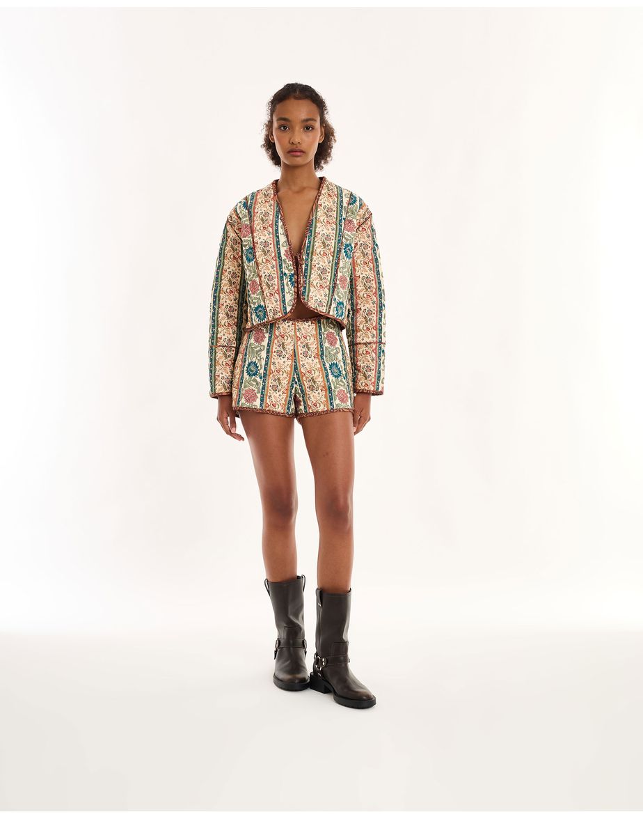 Short matelasse geek estampado