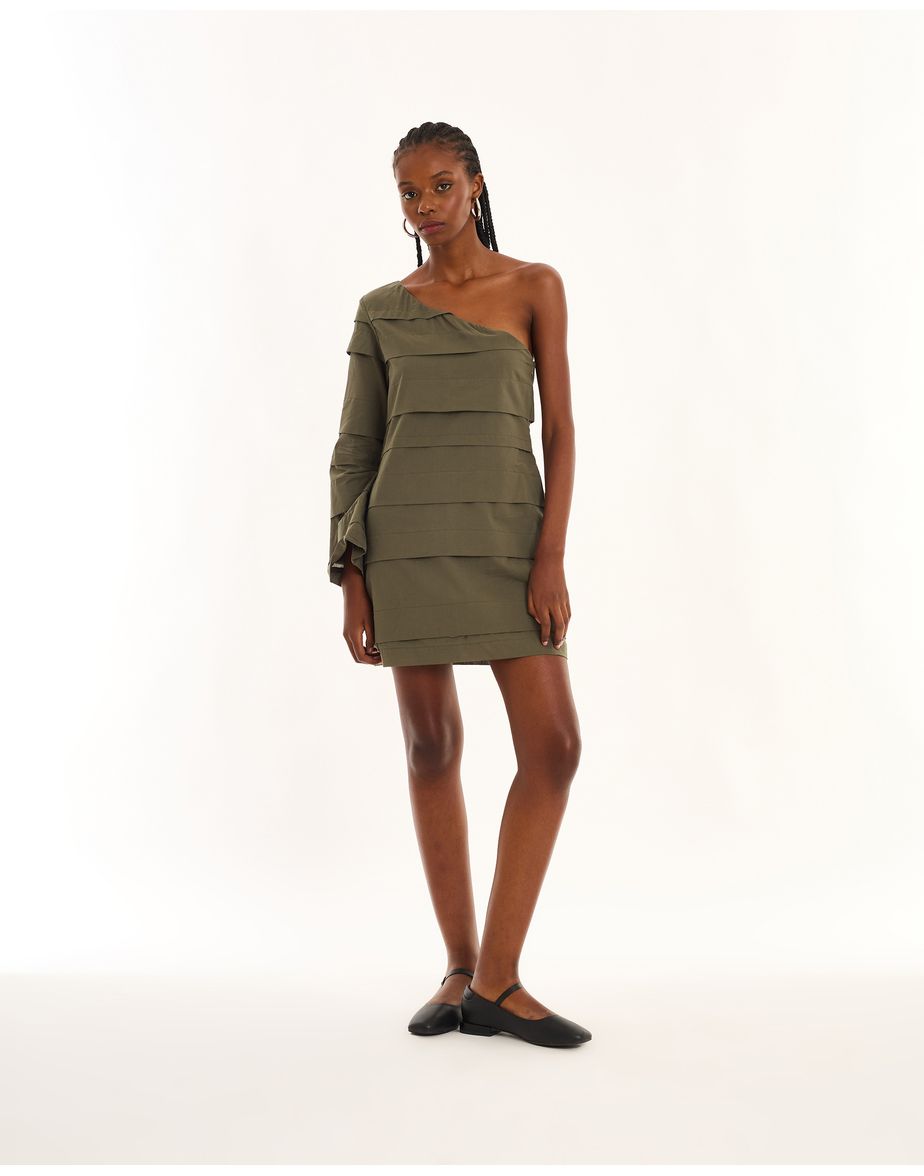 Vestido pregas urb verde