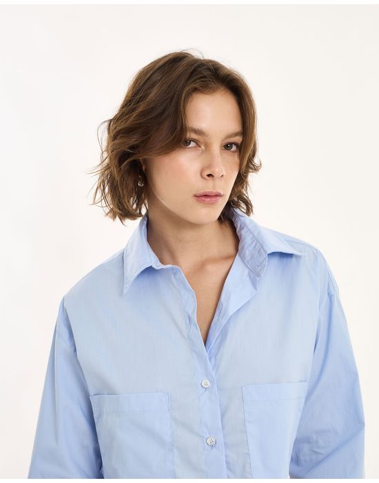 Top camisaria in azul