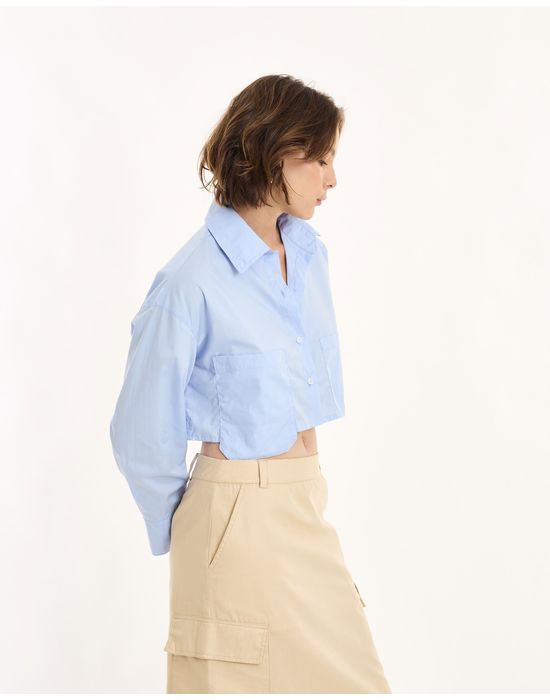 Top camisaria in azul