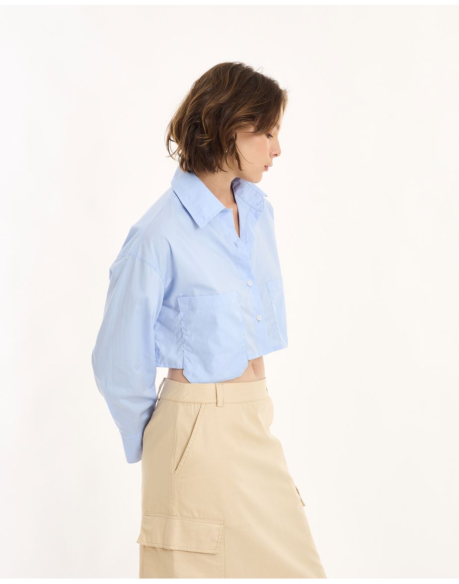Top camisaria in azul