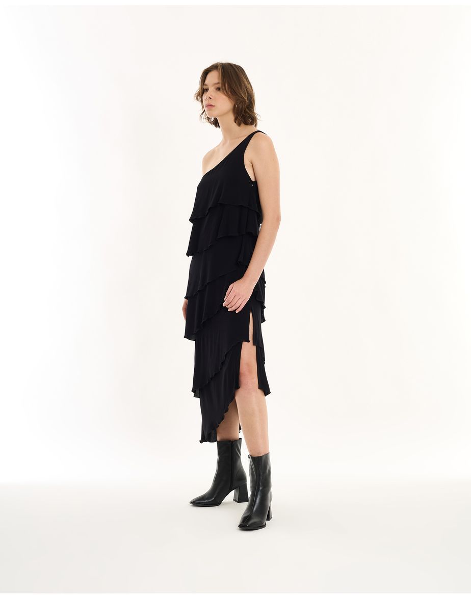 Vestido babados in preto