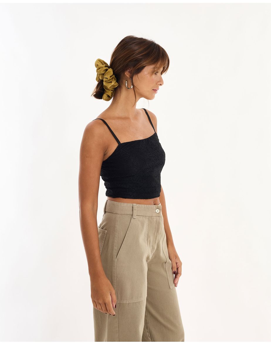 Top renda boo preto