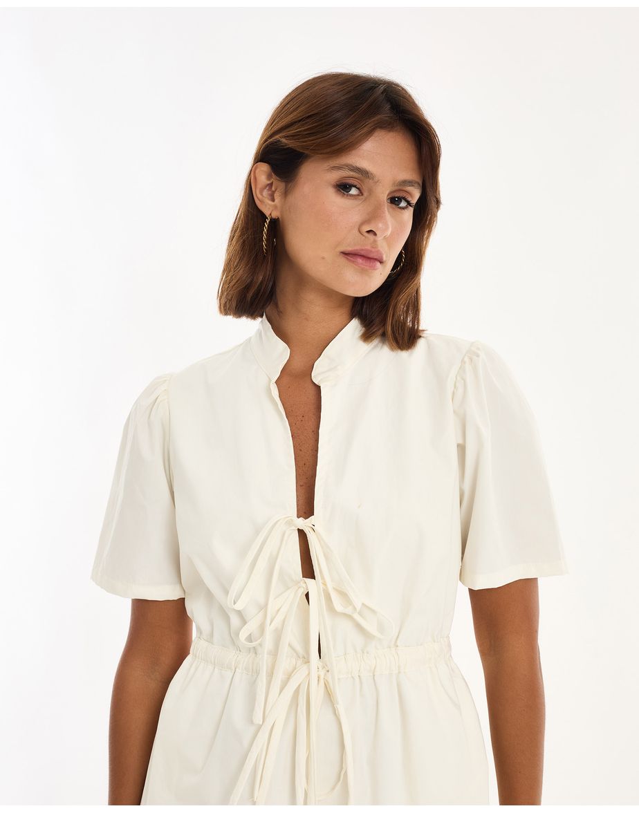 Vestido laços boo off-white