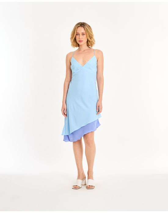 Vestido bicolor ban azul