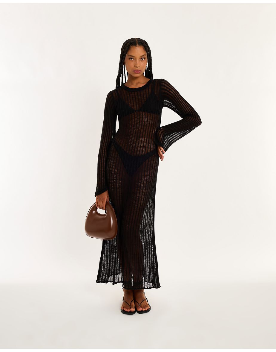 Vestido tricot nos  preto