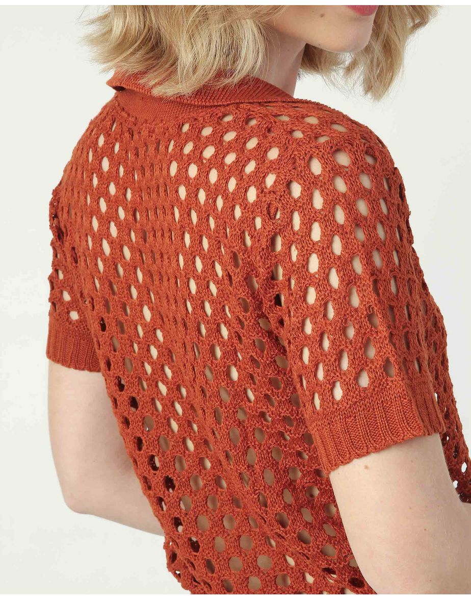 Blusa tricot nos marrom