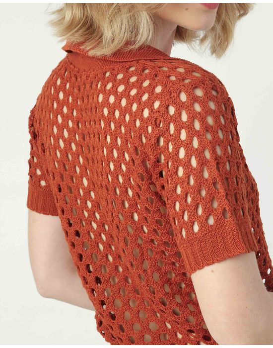 Blusa tricot nos marrom