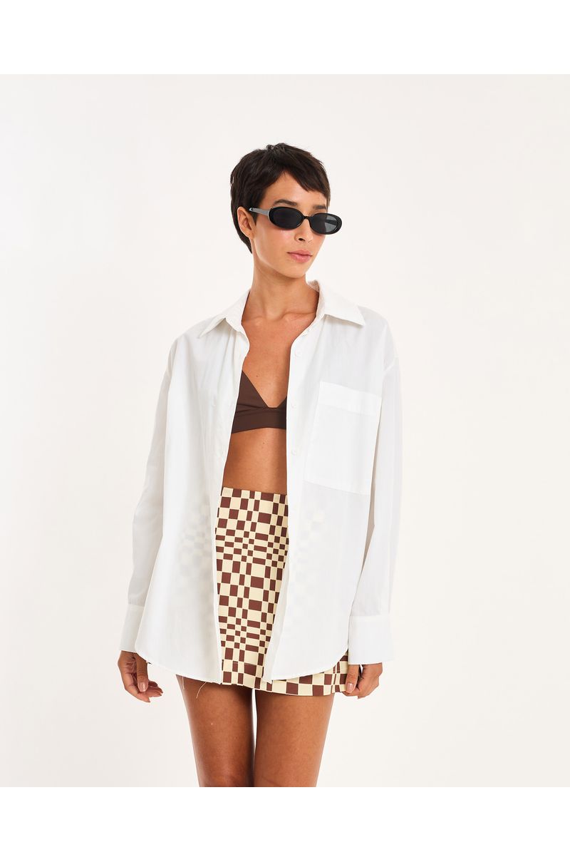 Camisa tricoline nos branco