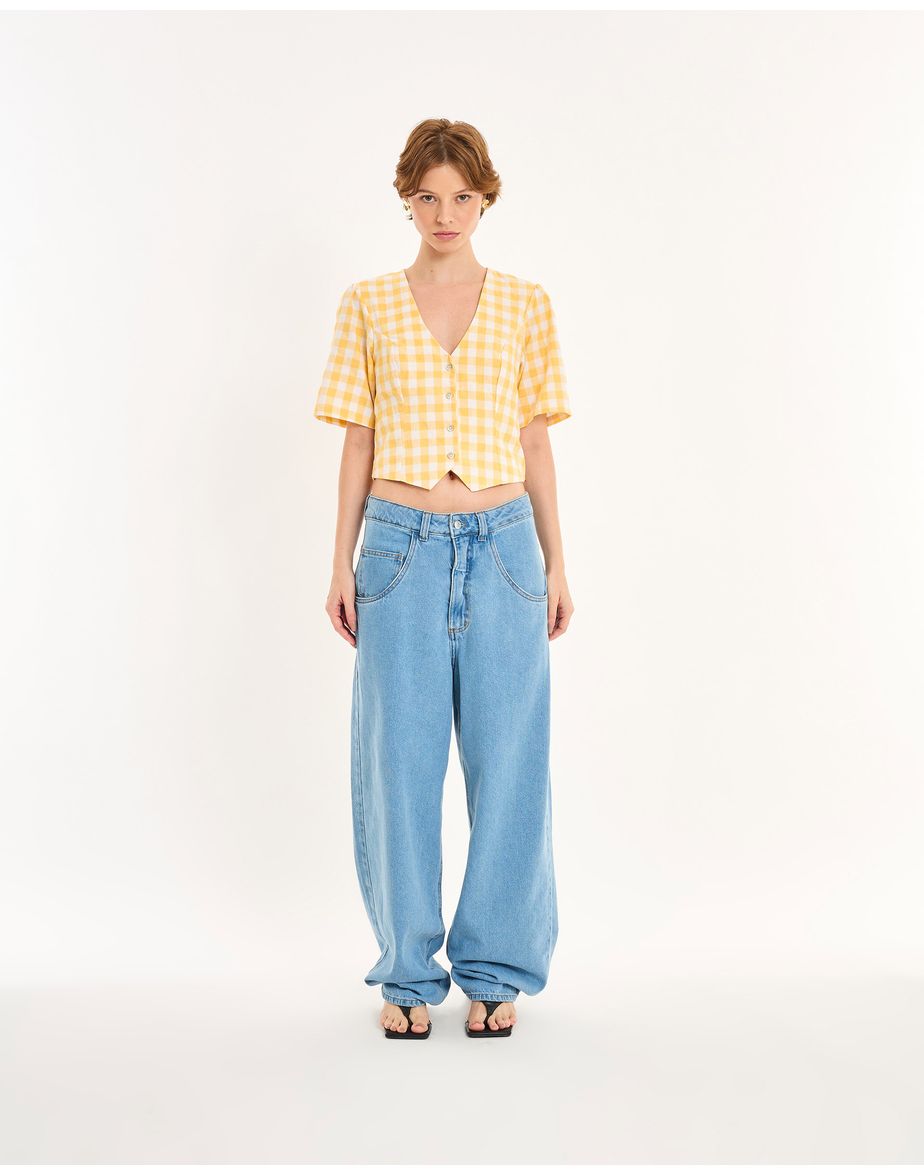 Blusa botão nos amarelo