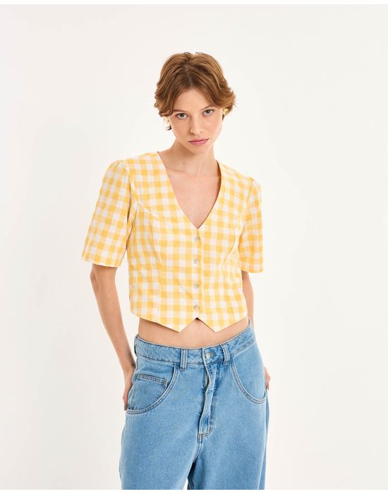 Blusa botão nos amarelo
