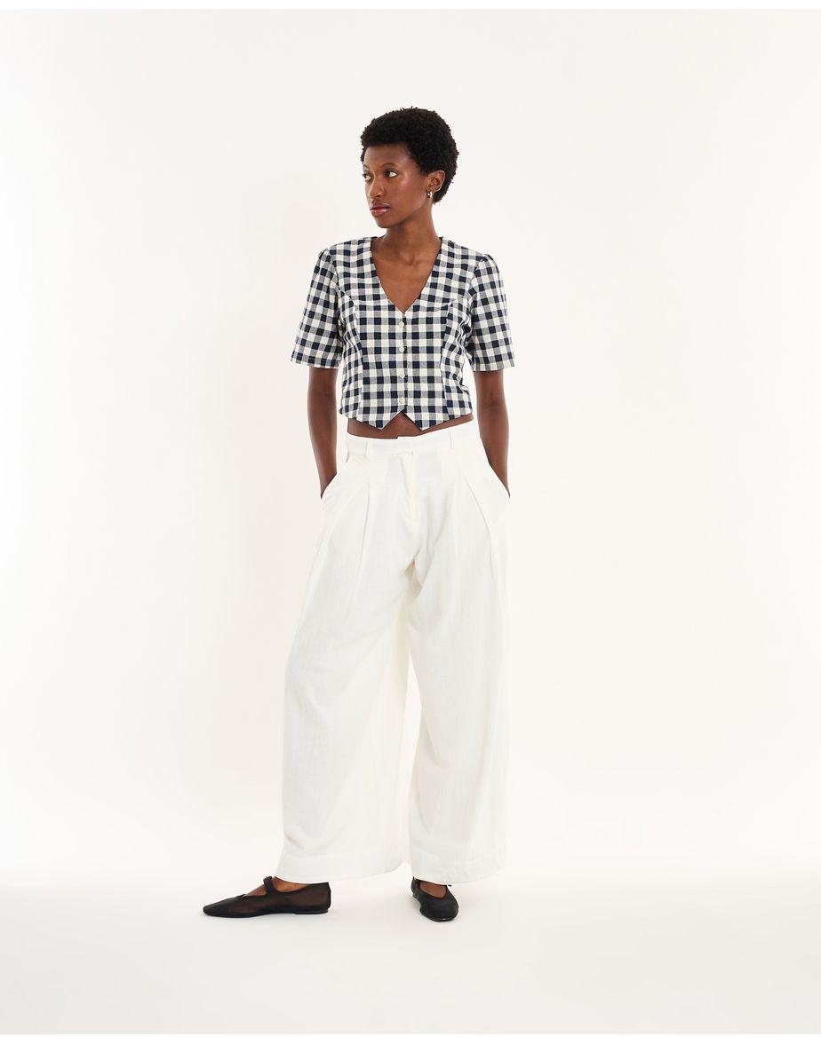 Blusa botão nos azul