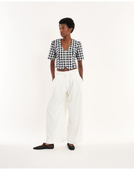 Blusa botão nos azul