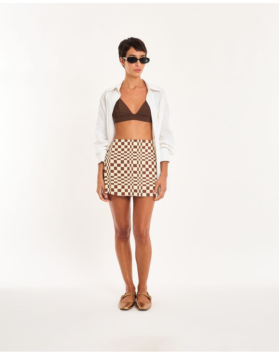 Saia quad nos estampado marrom