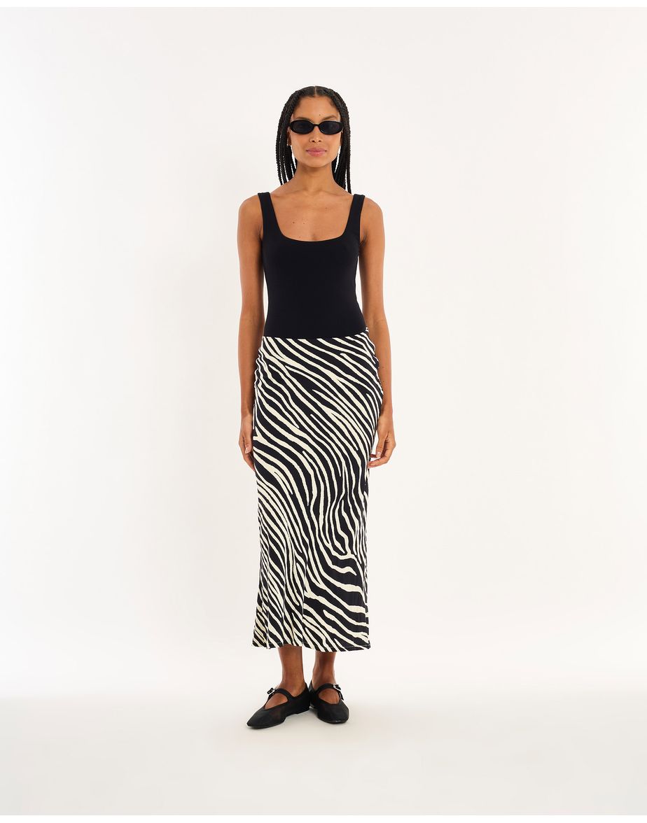 Saia midi nos estampado