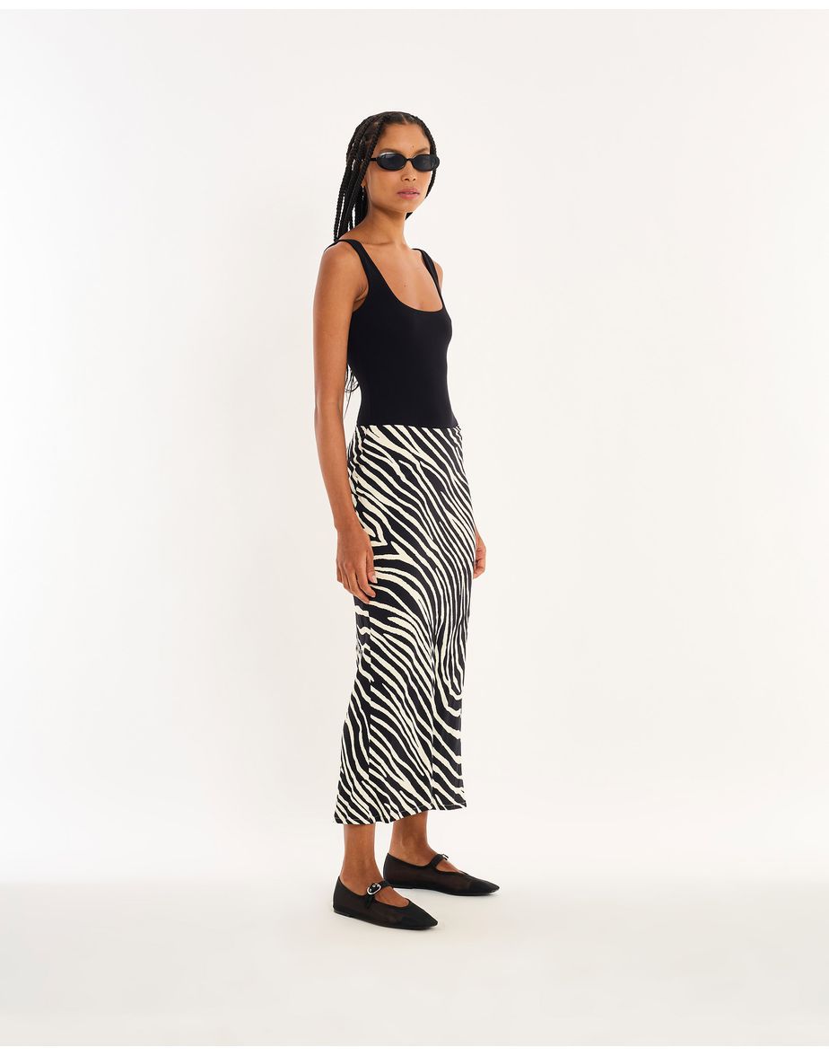 Saia midi nos estampado