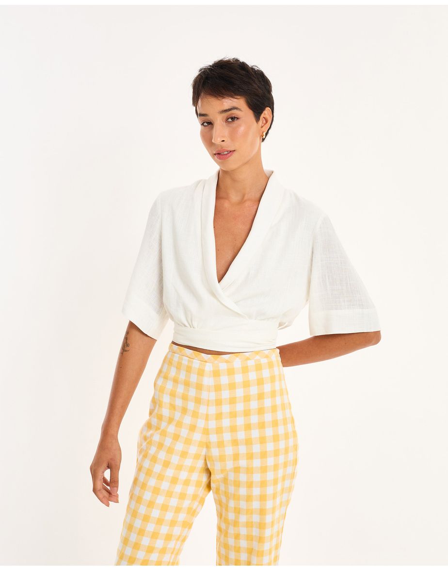 Top amarração nos off-white