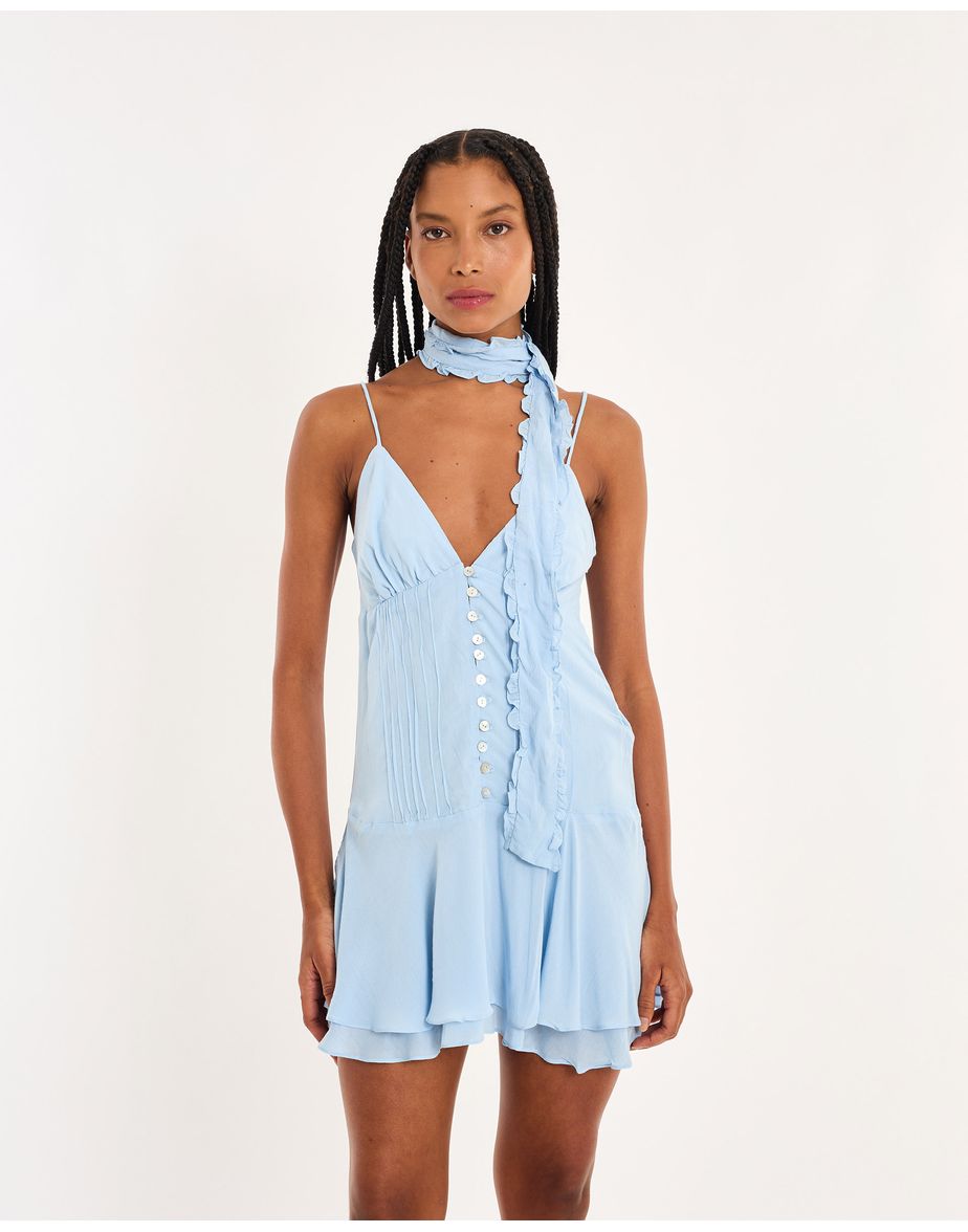 Vestido botões nos azul