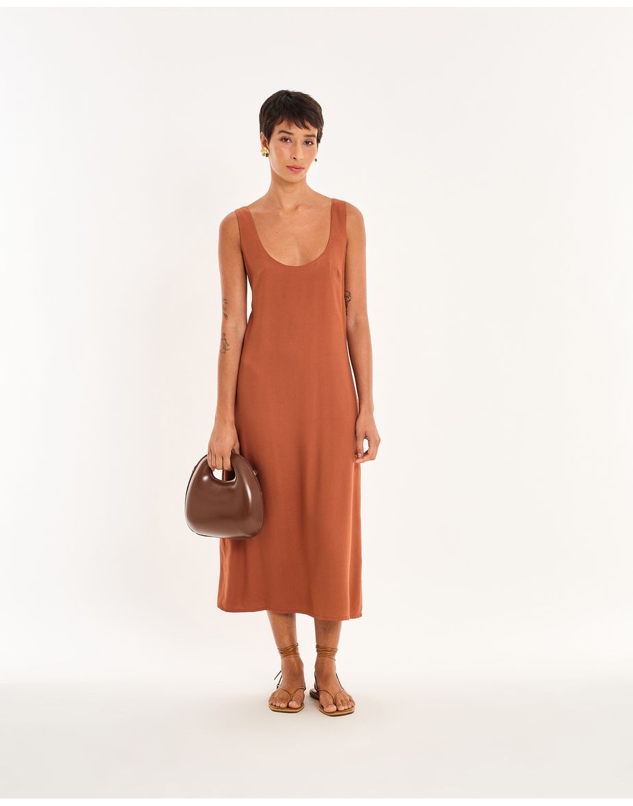 Vestido oval nos marrom