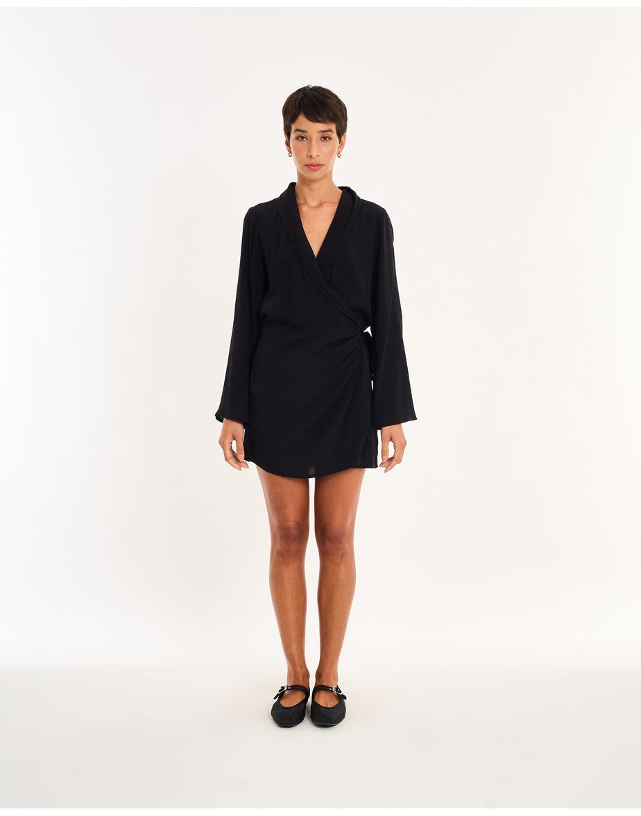 Vestido amarração nos preto