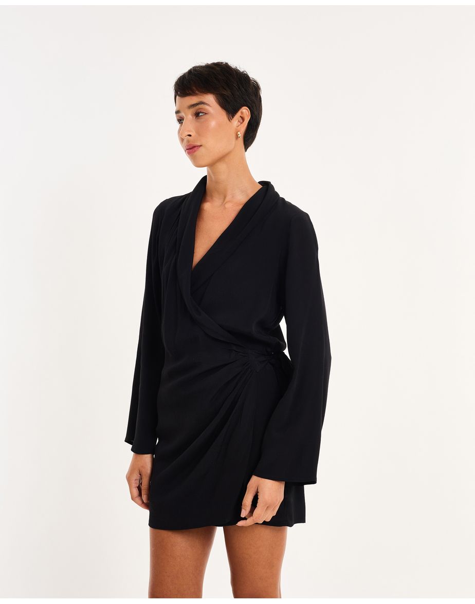 Vestido amarração nos preto