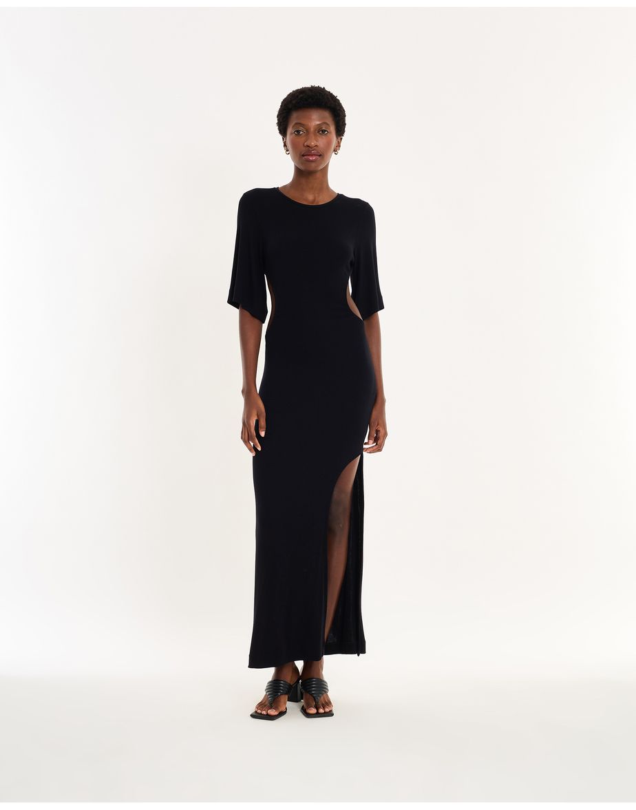 Vestido vazado nos preto