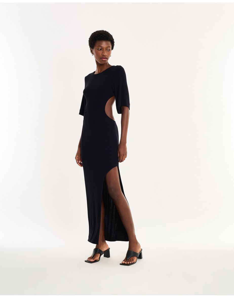 Vestido vazado nos preto