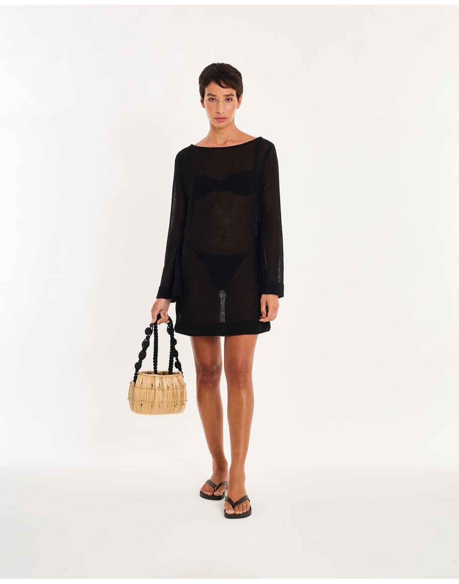 Vestido tela nos preto