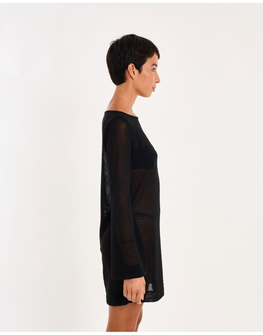 Vestido tela nos preto