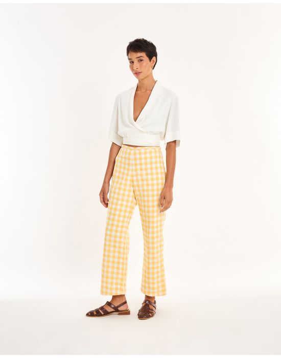 Calça vichy nos amarelo
