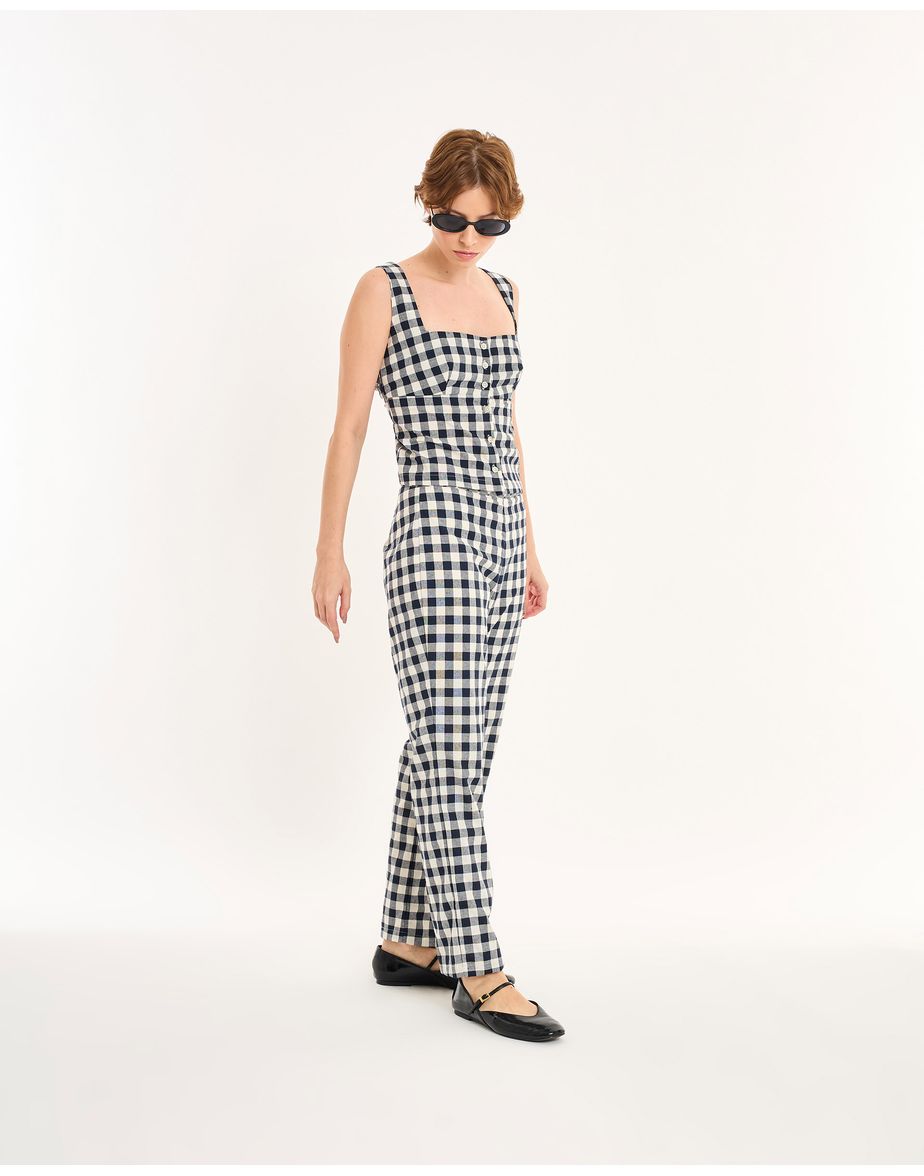 Calça vichy nos azul