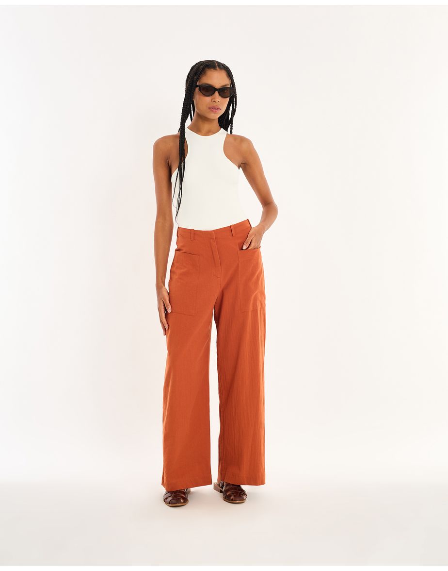 Calça algodão nos marrom