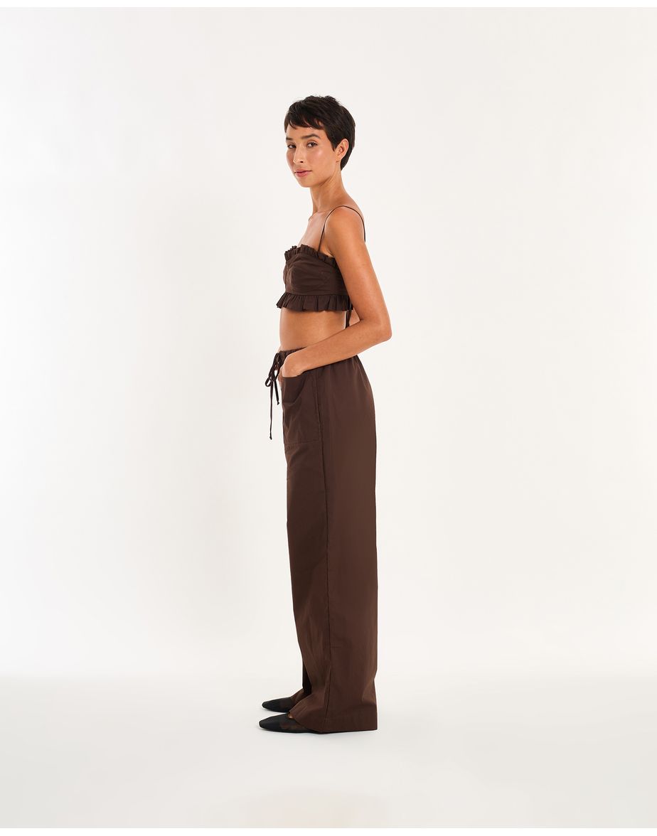 Calça tricoline nos marrom