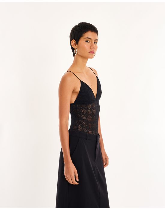 Body renda red preto