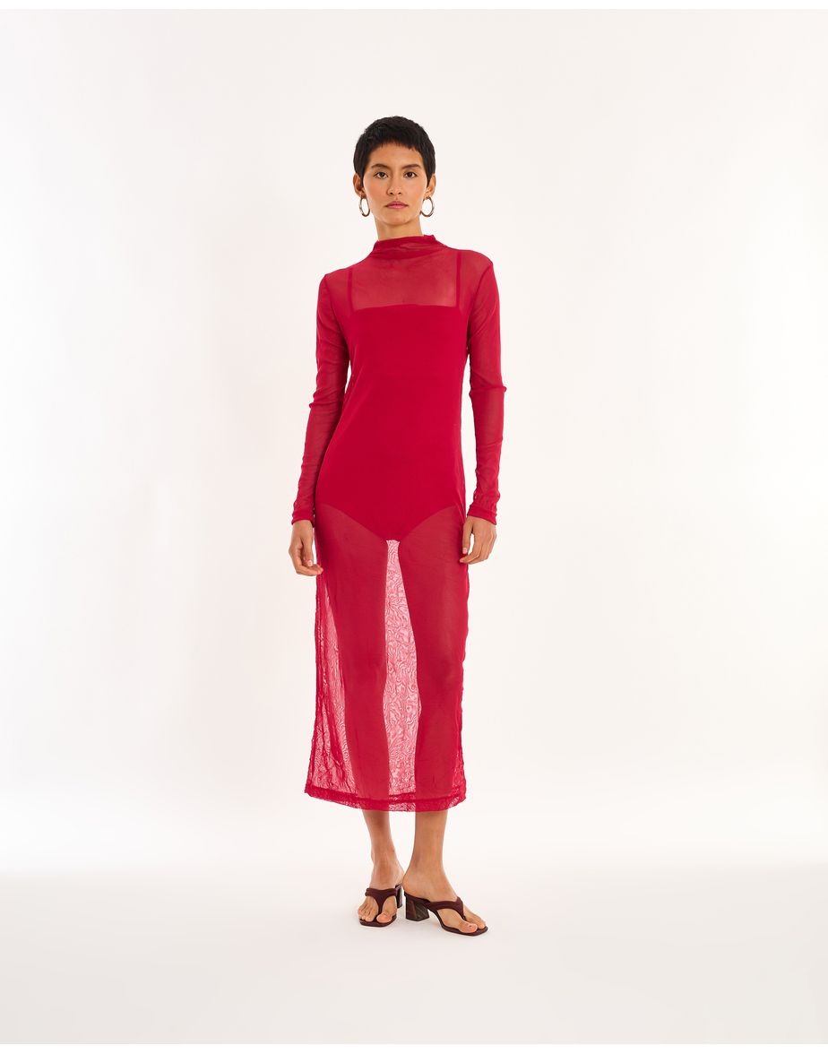 Vestido tule red vermelho