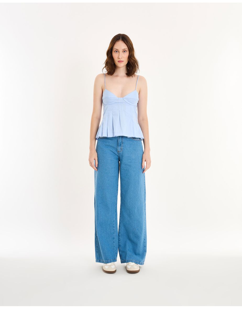 Blusa pregas bel azul