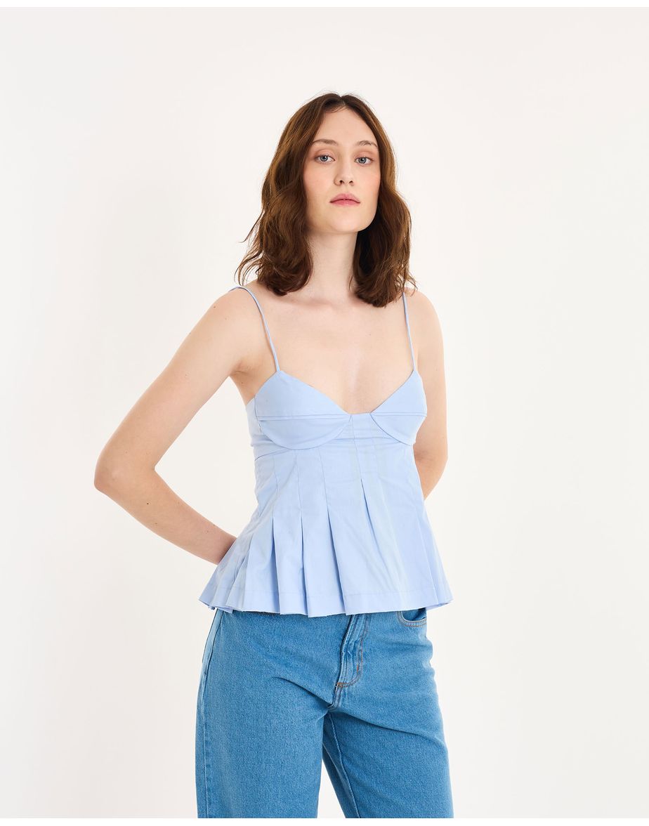 Blusa pregas bel azul