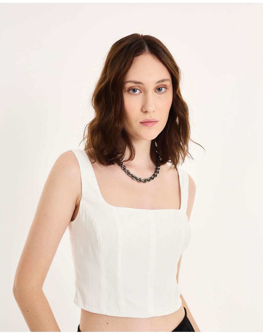 Top recorte bel off-white