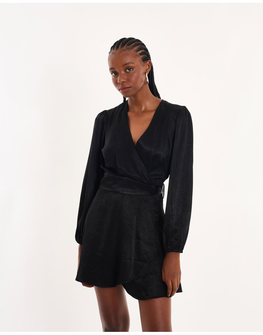 Vestido wrap bel preto