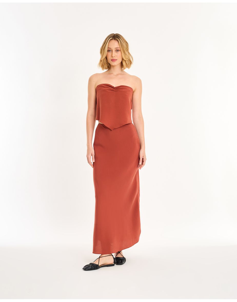 Saia slim minimal marrom