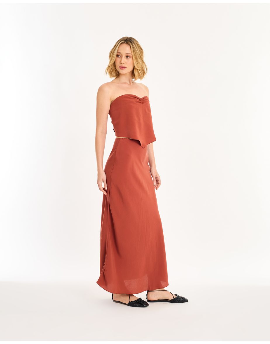 Saia slim minimal marrom