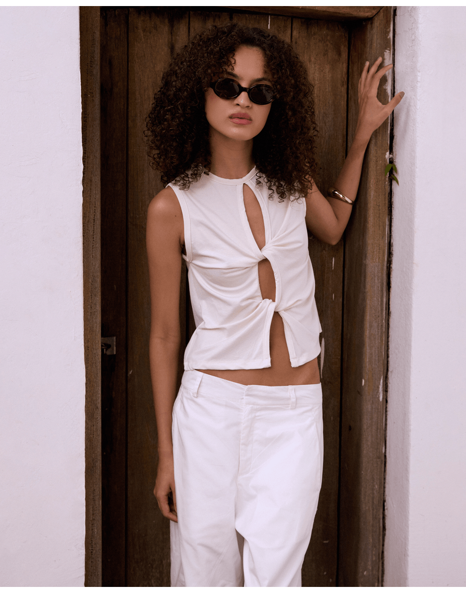 Blusa torção mel off-white