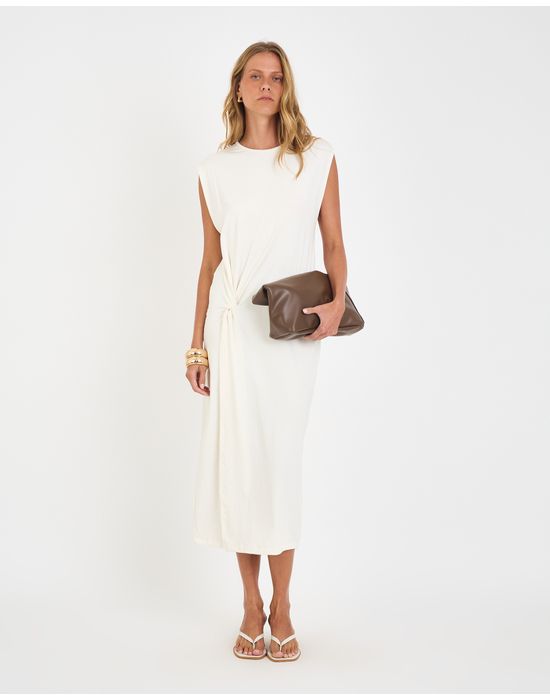 Vestido torção mel off-white