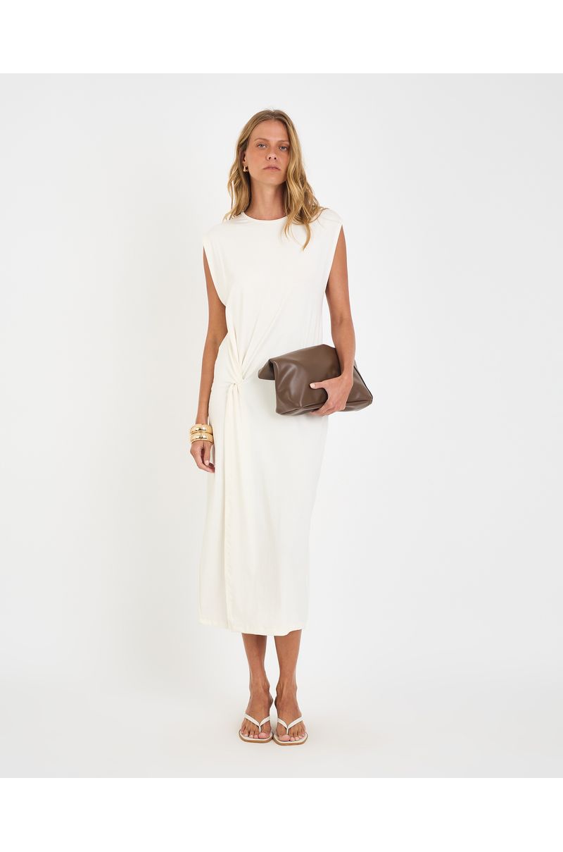 Vestido torção mel off-white