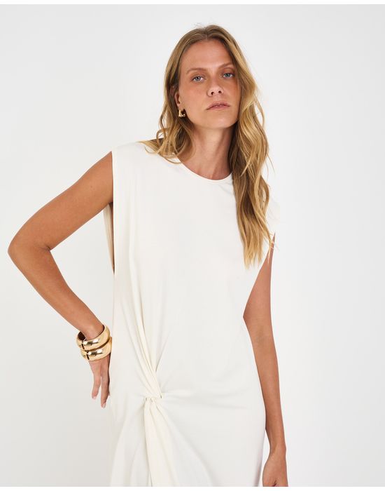 Vestido torção mel off-white
