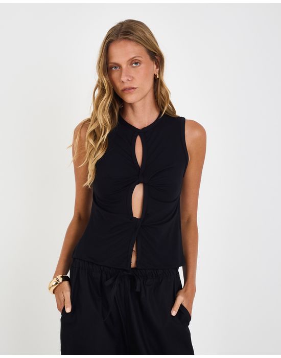 Blusa torção mel preto