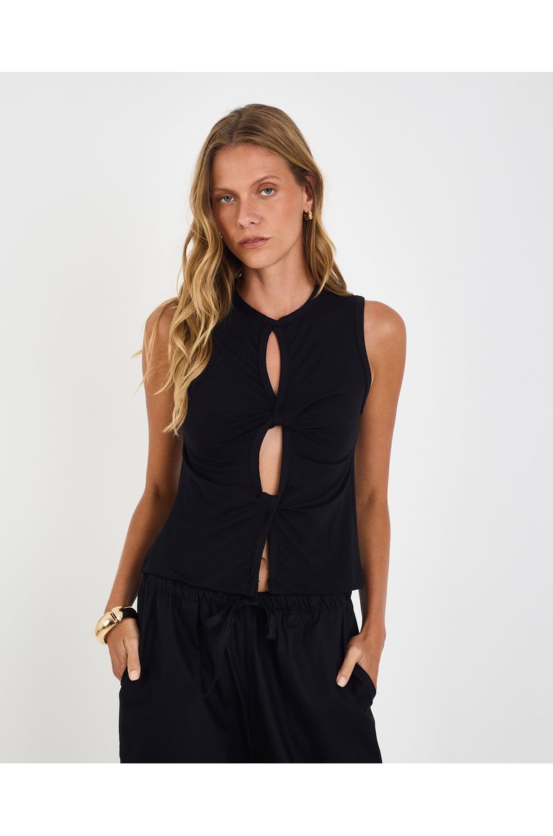Blusa torção mel preto