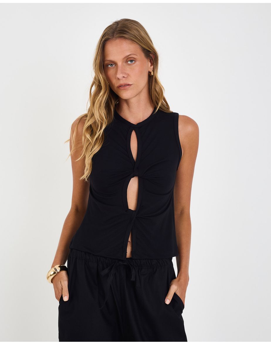 Blusa torção mel preto